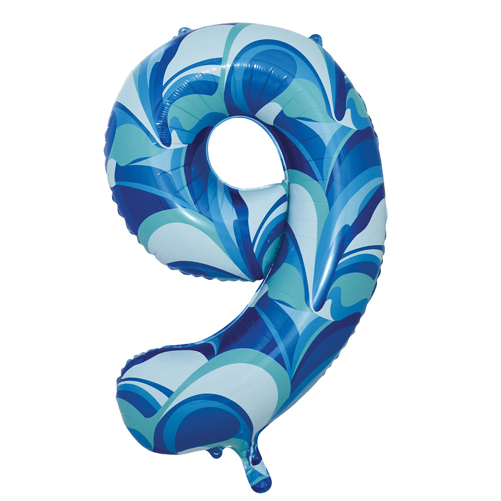 Sensations Blue Marble 34" Foil Balloon Number 9