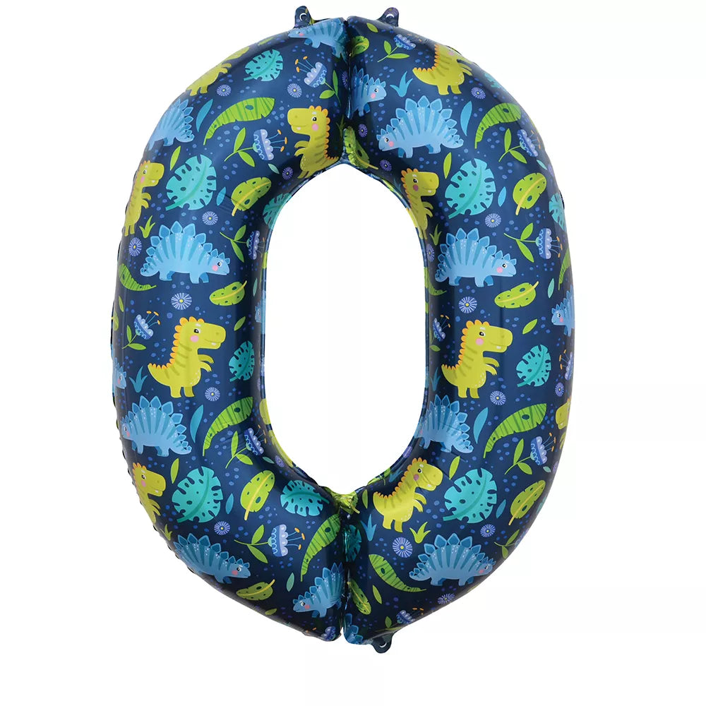 Sensations Foil Balloon Dinosaurs 34" Number 0