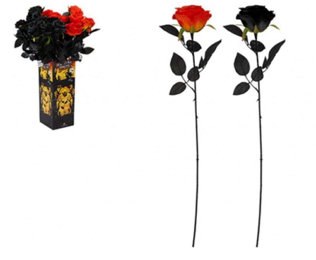 Artificial Rose Black/Orange 63cm 36pk
