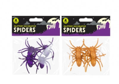 Glitter Spiders 6.5cm 4pk (Colour May Vary)