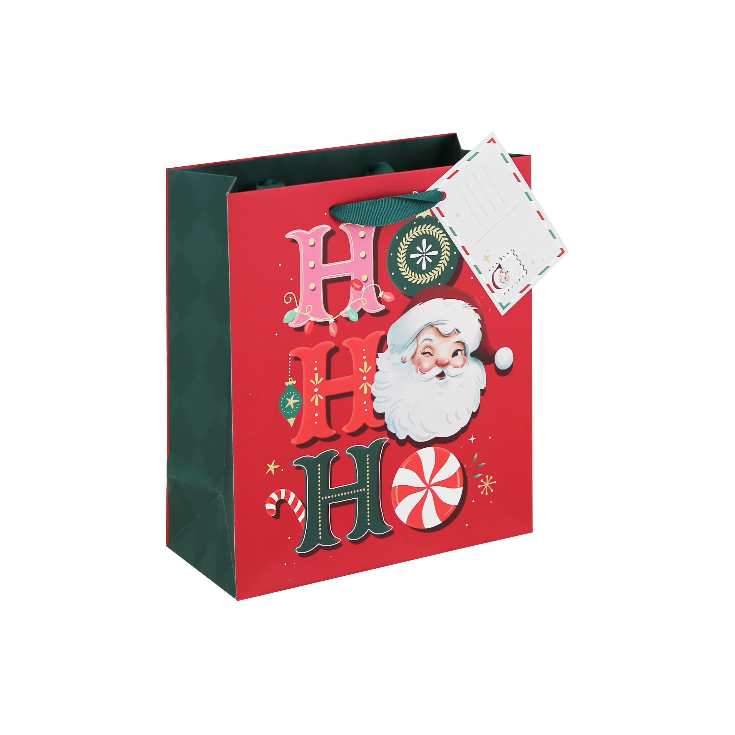 Vintage Santa Ho Ho Ho Gift Bag Medium 12pk