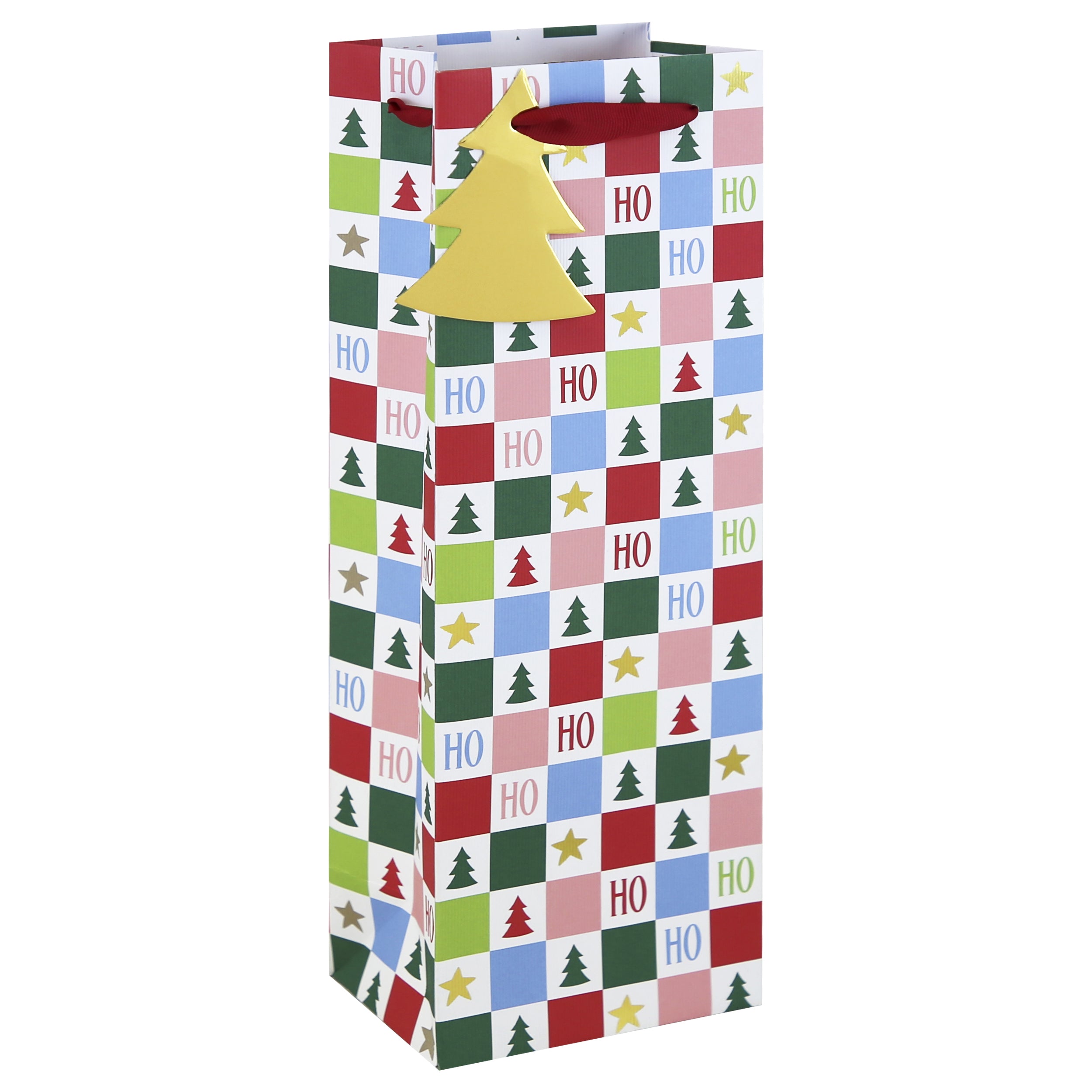 Ho Ho Ho White Kraft Gift Bag Bottle 12pk