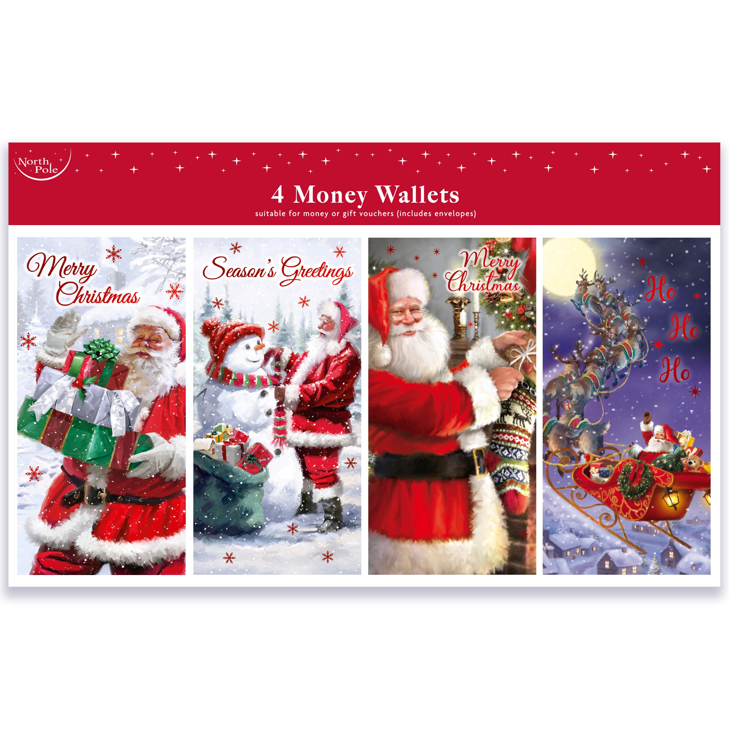 Christmas Money Wallet Traditional 4pk