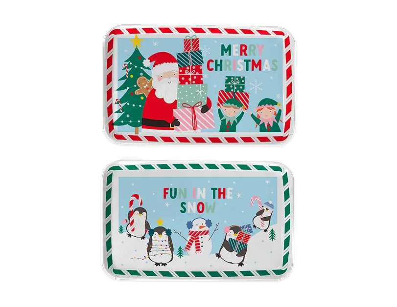 Christmas Plastic Tray 29.5x19x2cm 24pk