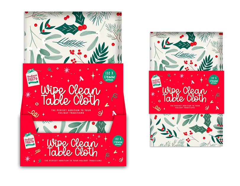 Christmas Printed Wipe Clean Tablecloth 132x178cm