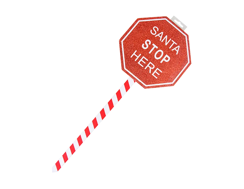 Santa Stop Here Glitter Sign 57.5cm