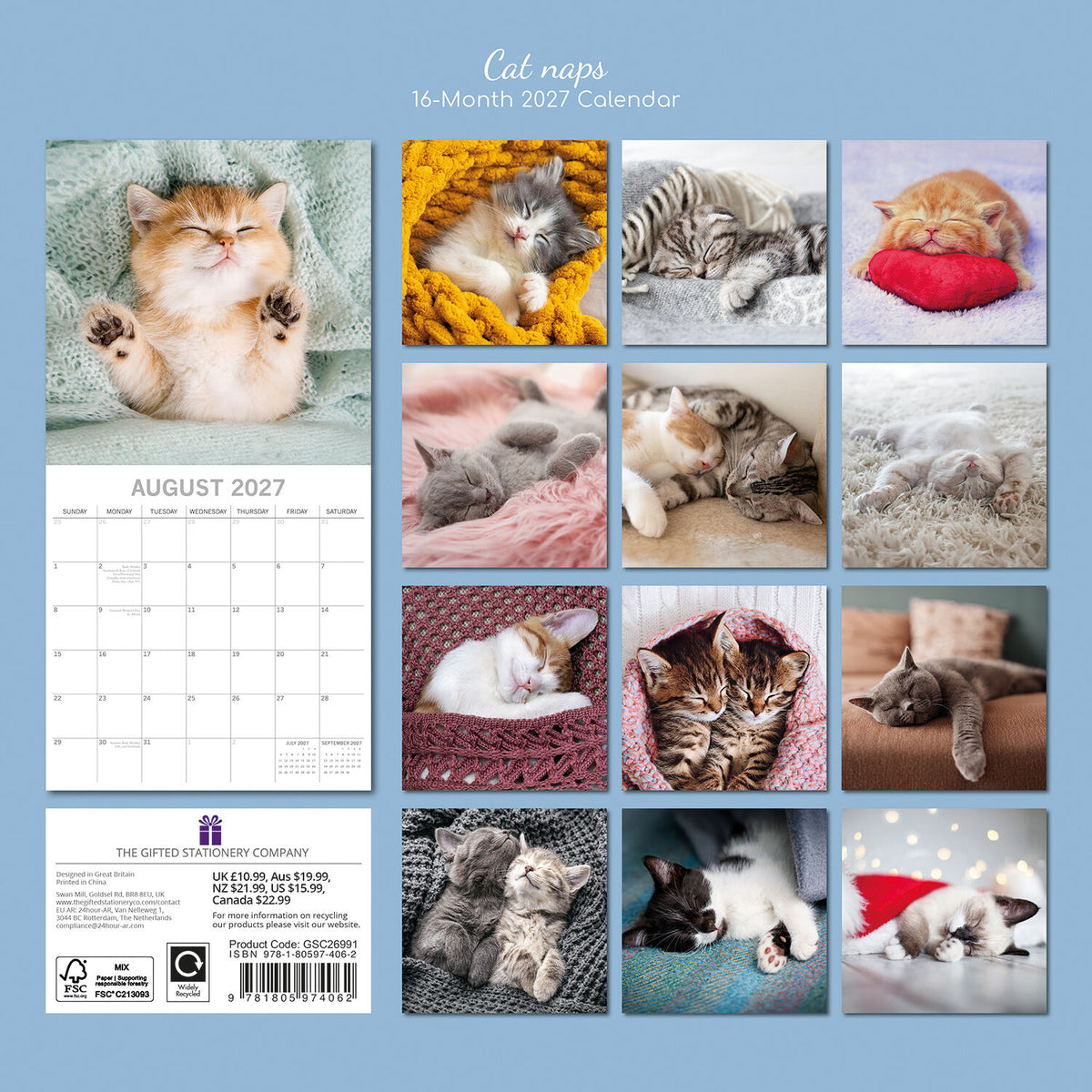 Gifted Stationery Calendar Cat Naps 2027