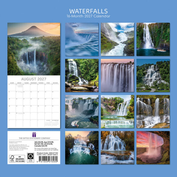 Gifted Stationery Calendar Waterfalls 2027