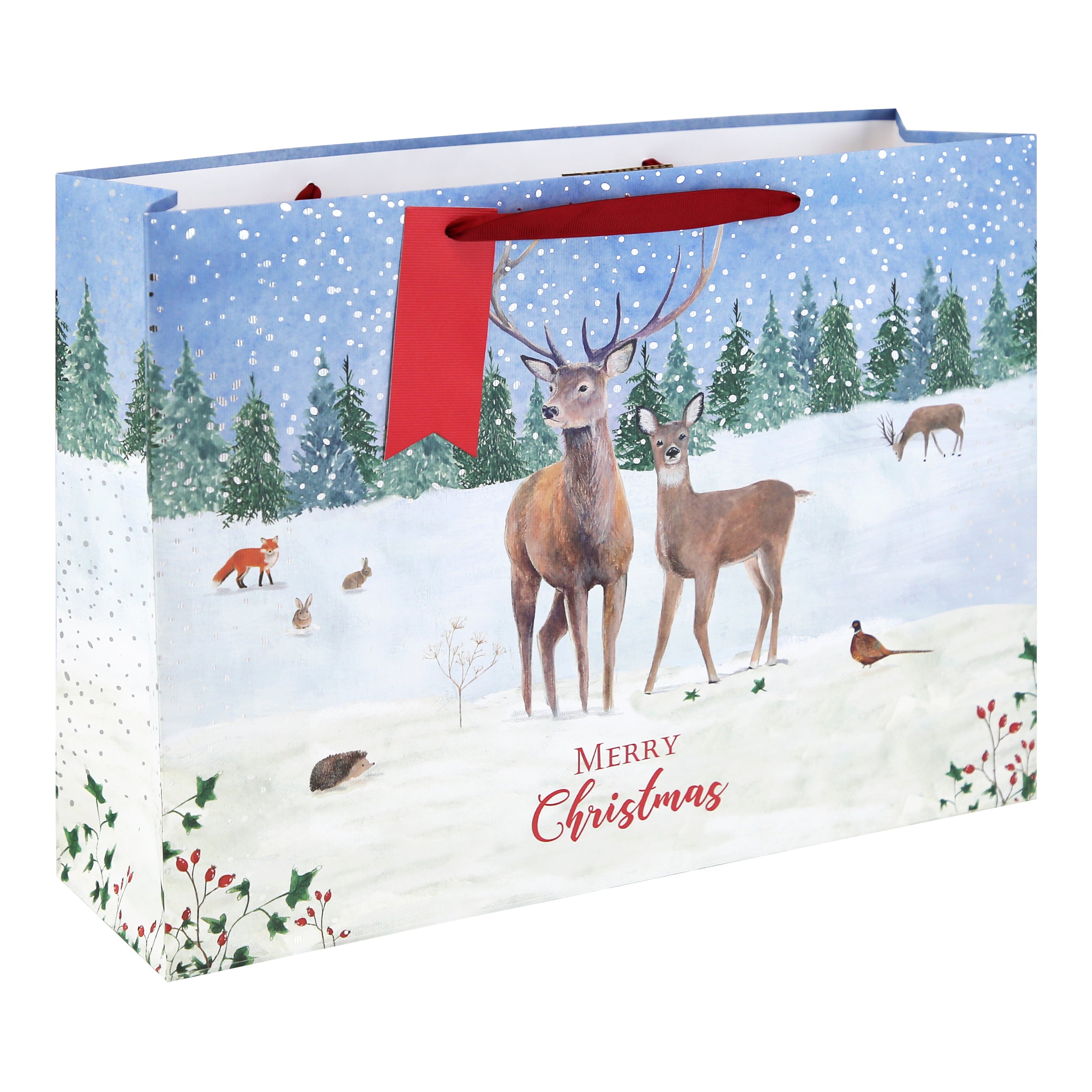 Winter Deer Gift Bag Extra Large Shopper 12pk