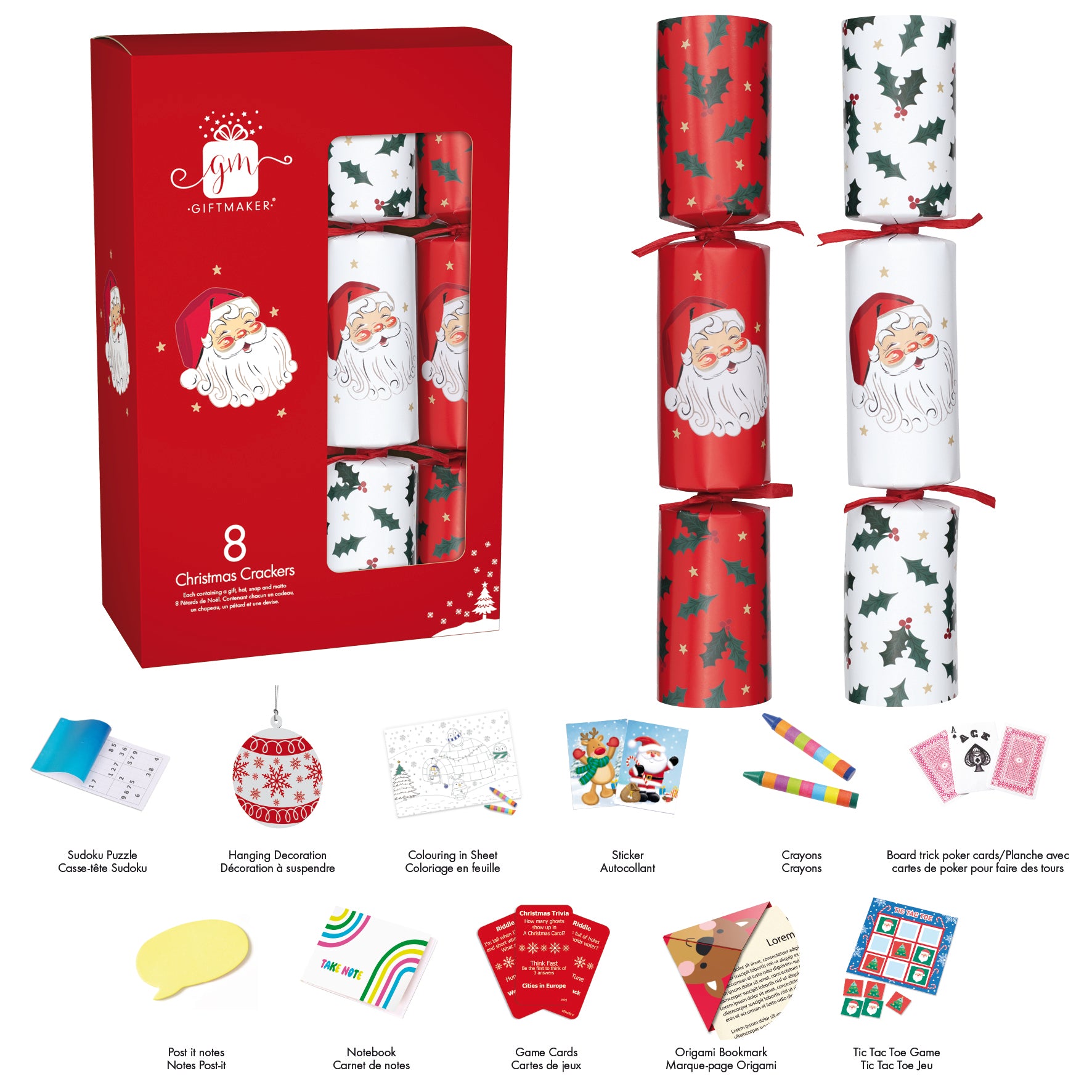 Christmas Crackers 12" Trad Santa 96pk (12x8pk)