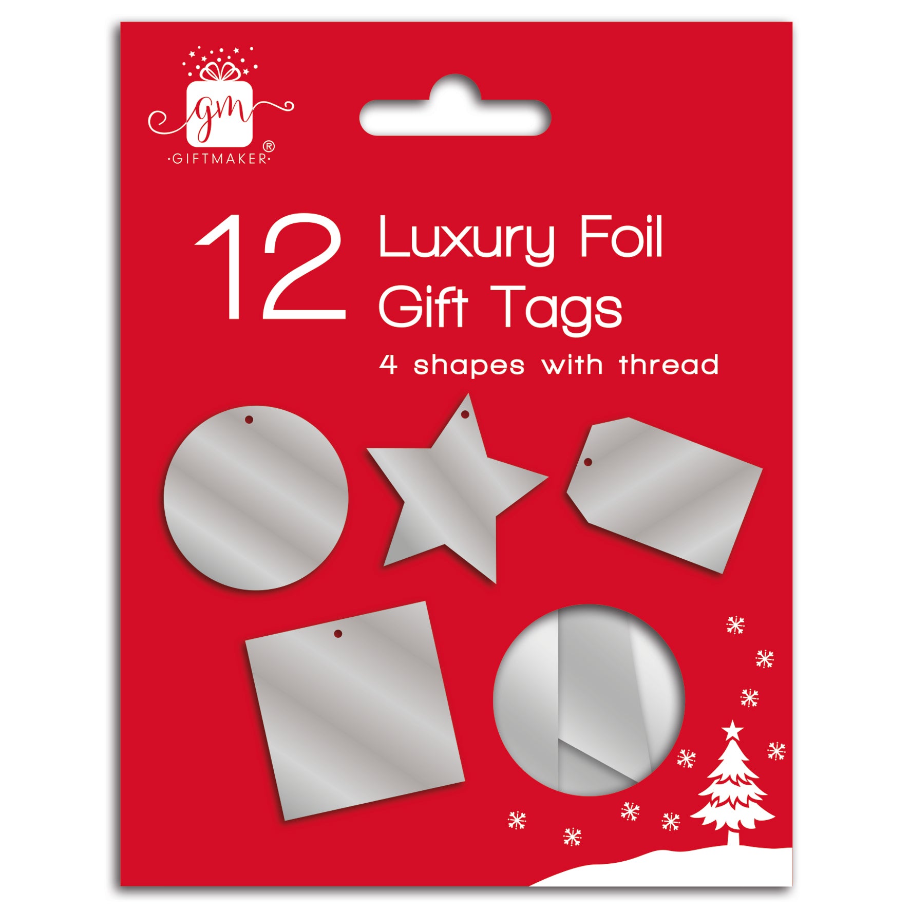 Christmas Tags Foiled Diecut Silver 12pk