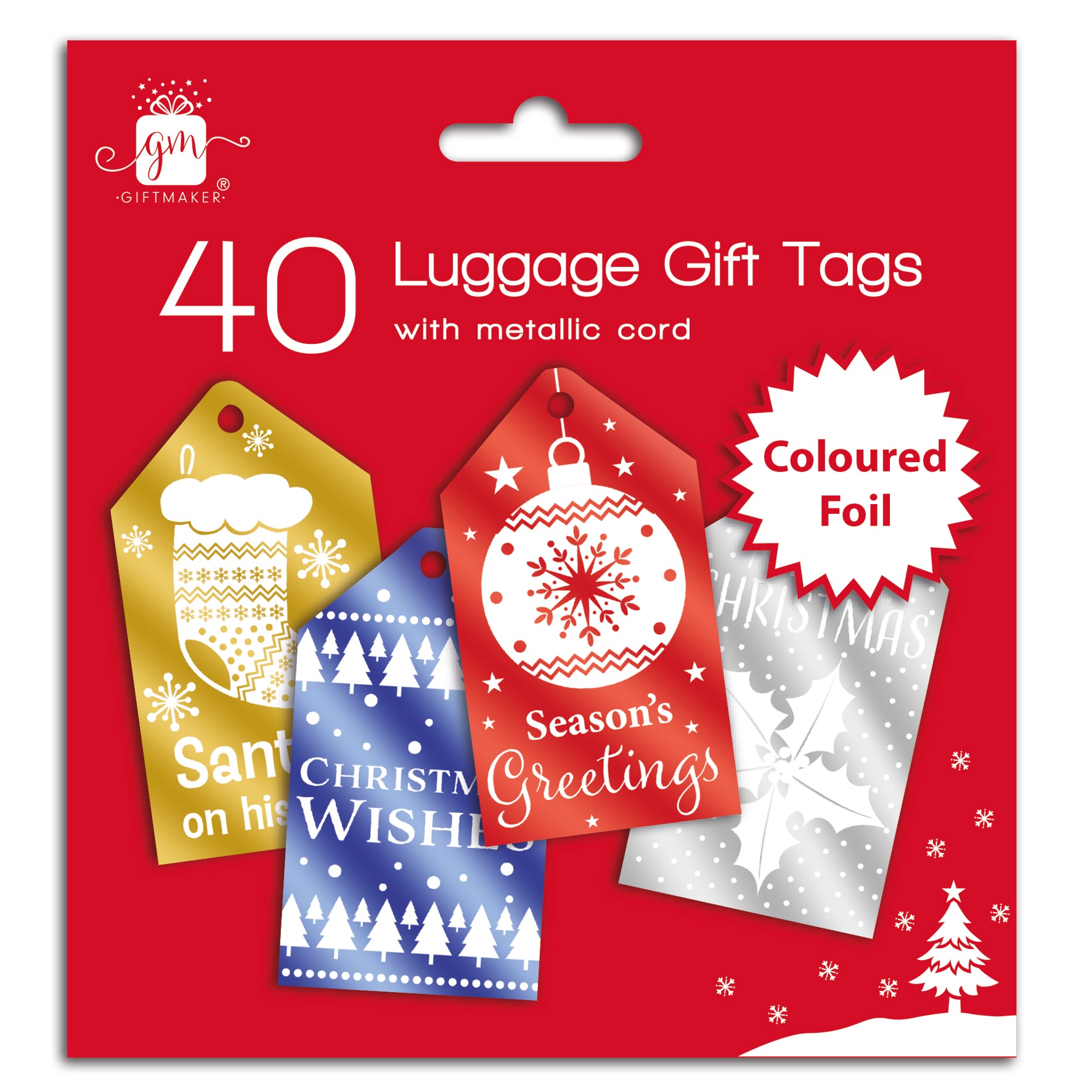 Christmas Tags Luggage Metallic 40pk