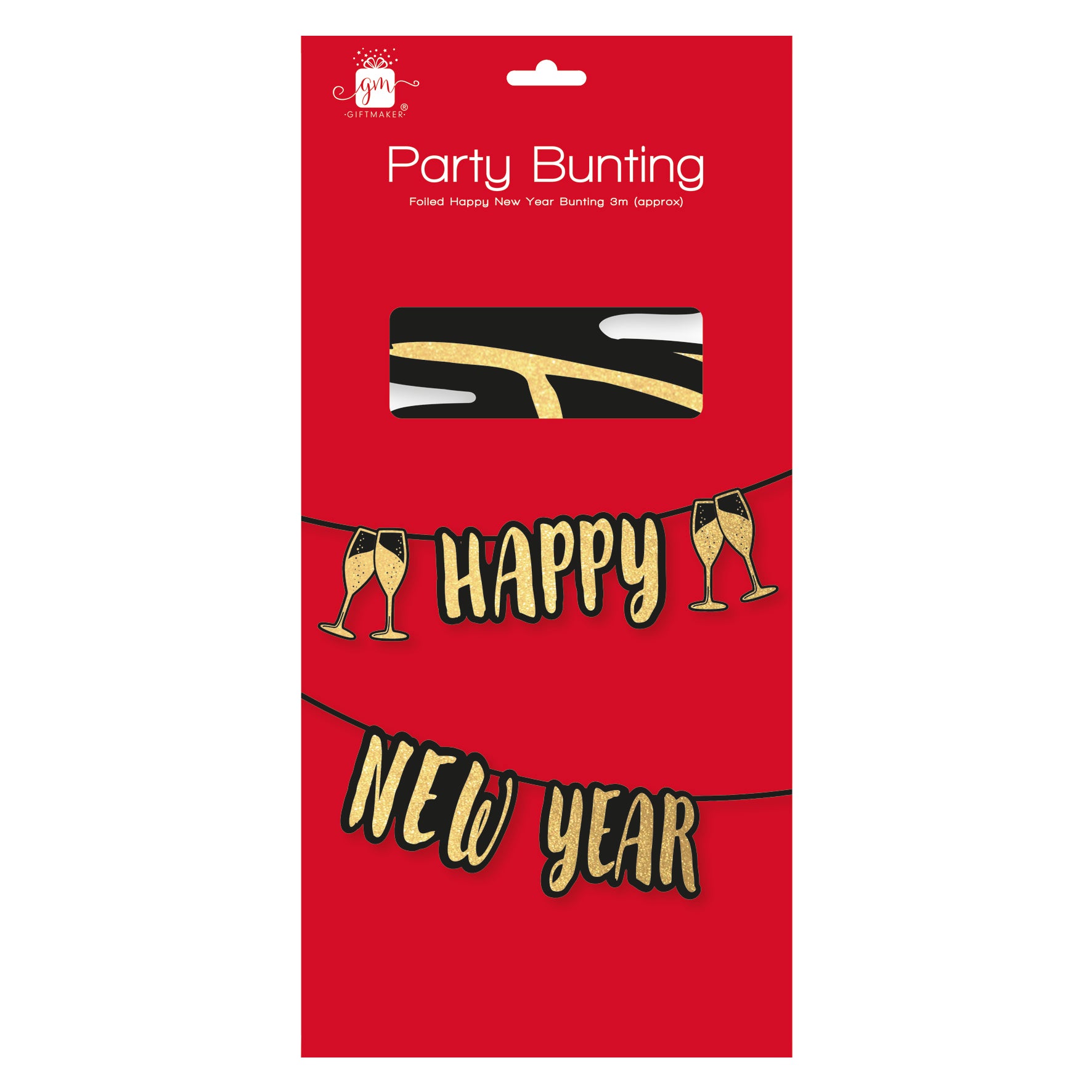 Happy New Year Champange Glasses Bunting 3M