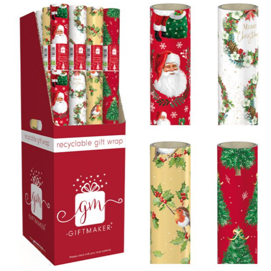 Christmas Rollwrap Traditional 4M 50pk