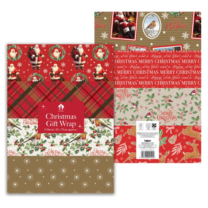 Christmas Traditional Flatwrap 50x70cm 8 Sheet