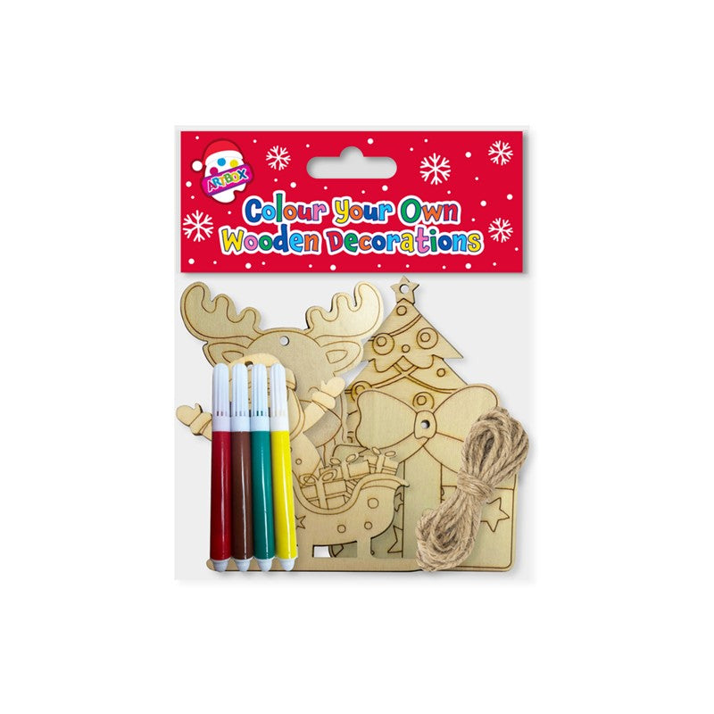 Colour Your Own Christmas Wooden Decoration