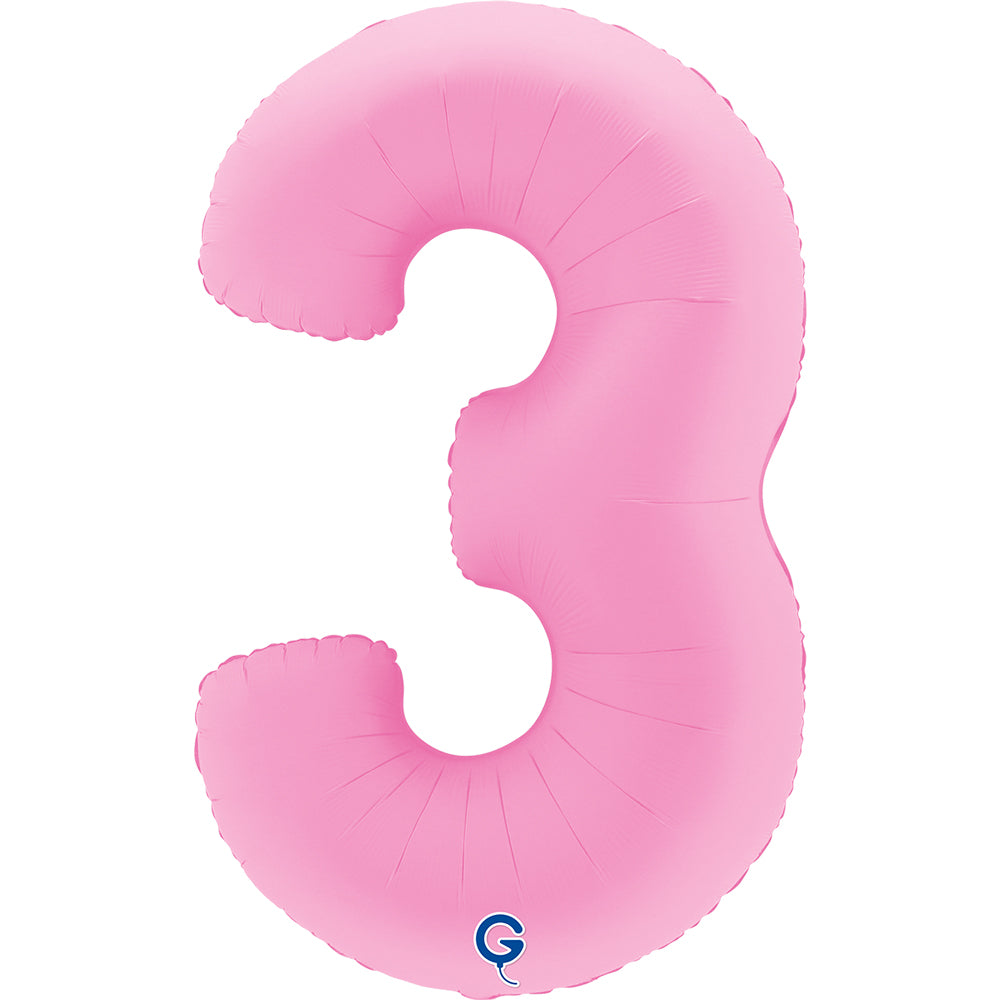 Grabo Foil Balloon Matte Sakura Pink 40" Number 3