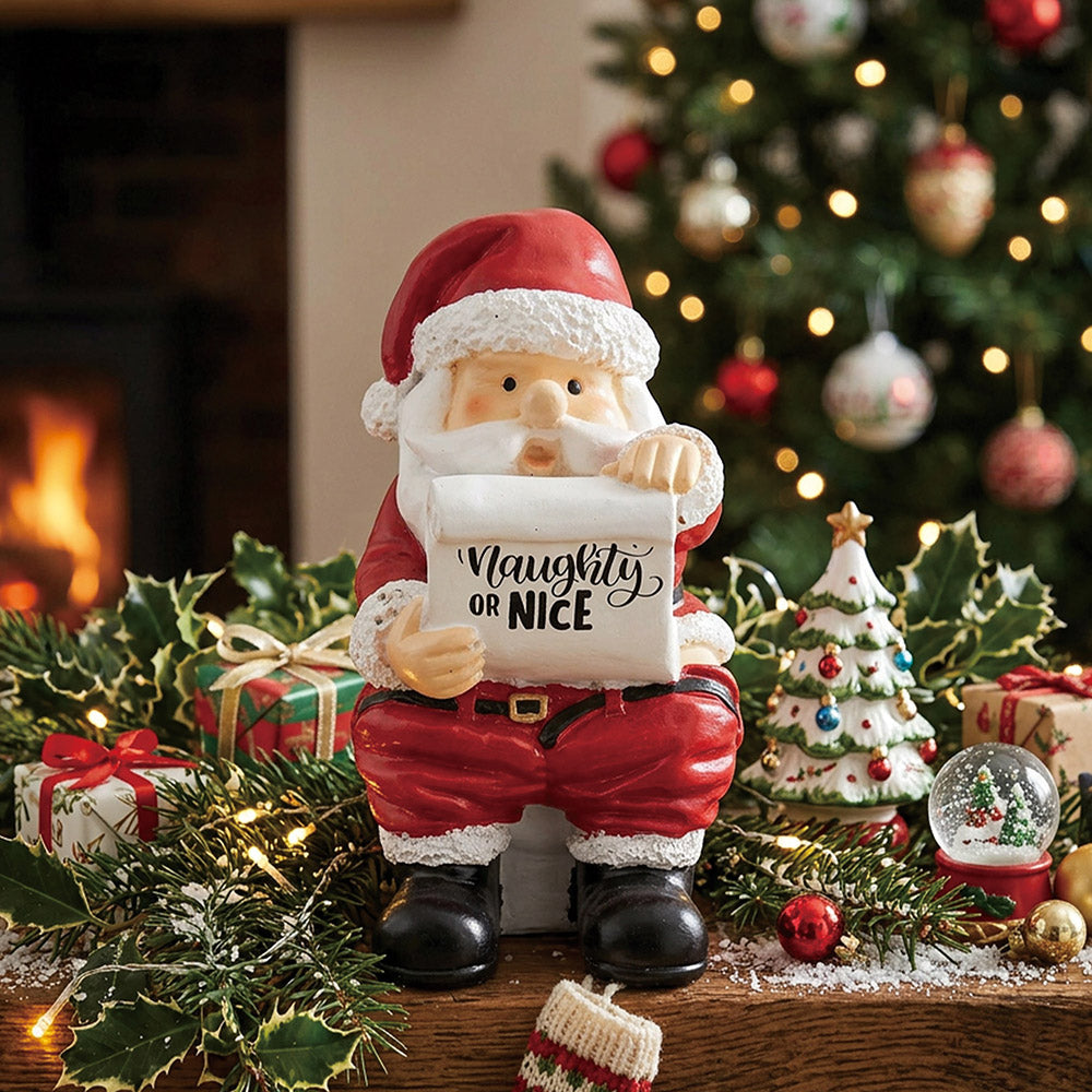 Ornament Santa Reading On Toilet