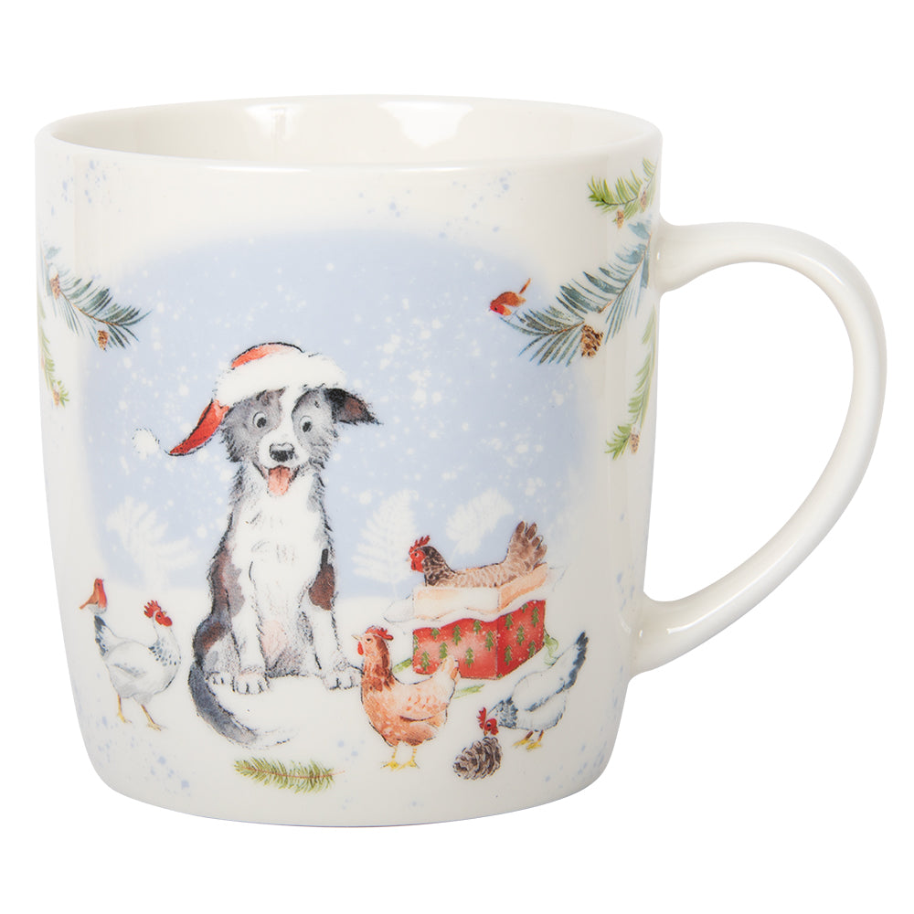 Christmas Mug Dog With Hens