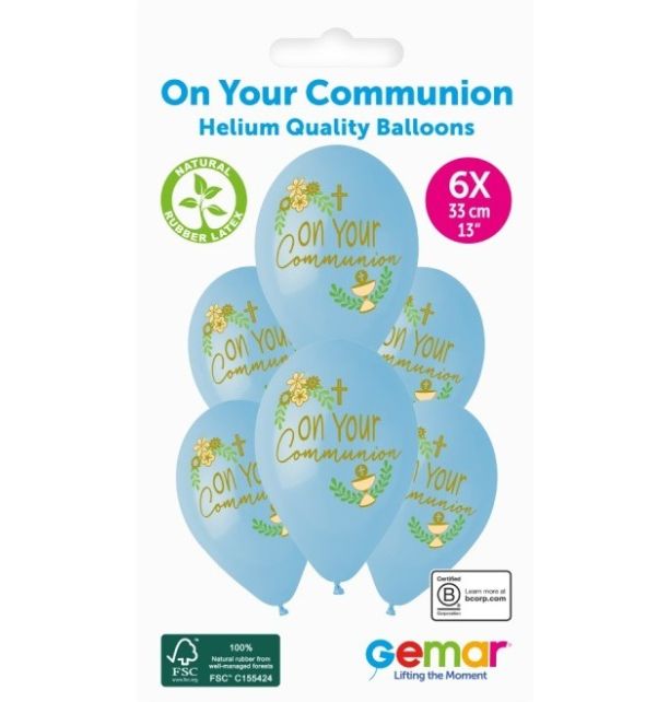 Gemar Communion Blue 13" Latex Balloons 6pk