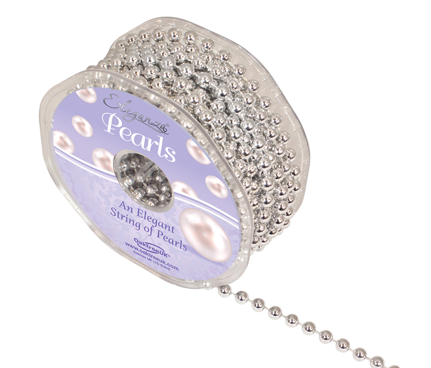 Eleganza Pearl Bead String Met Silver 6mm x 10M