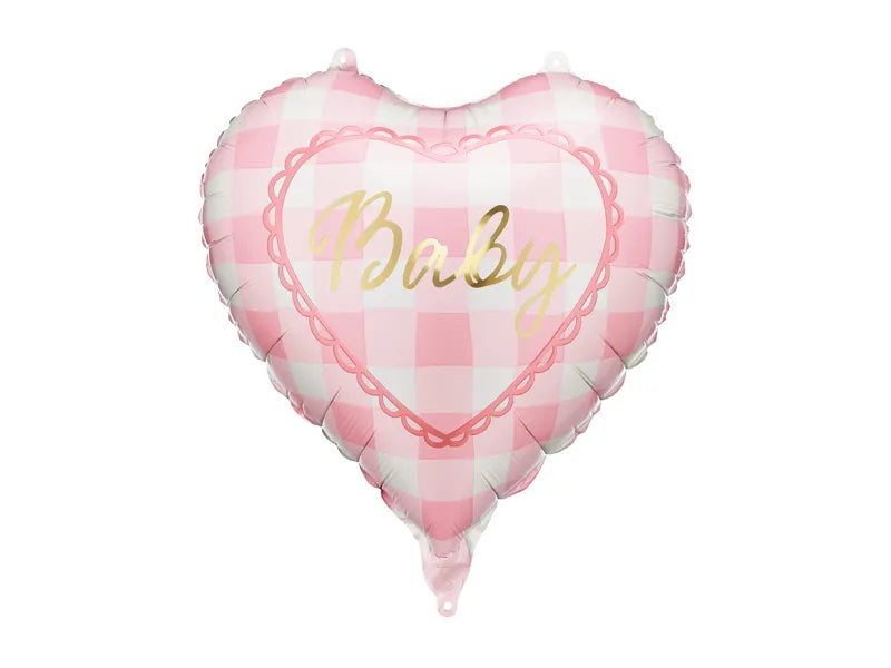 PartyDeco Baby Pink Gingham 18" Foil Balloon