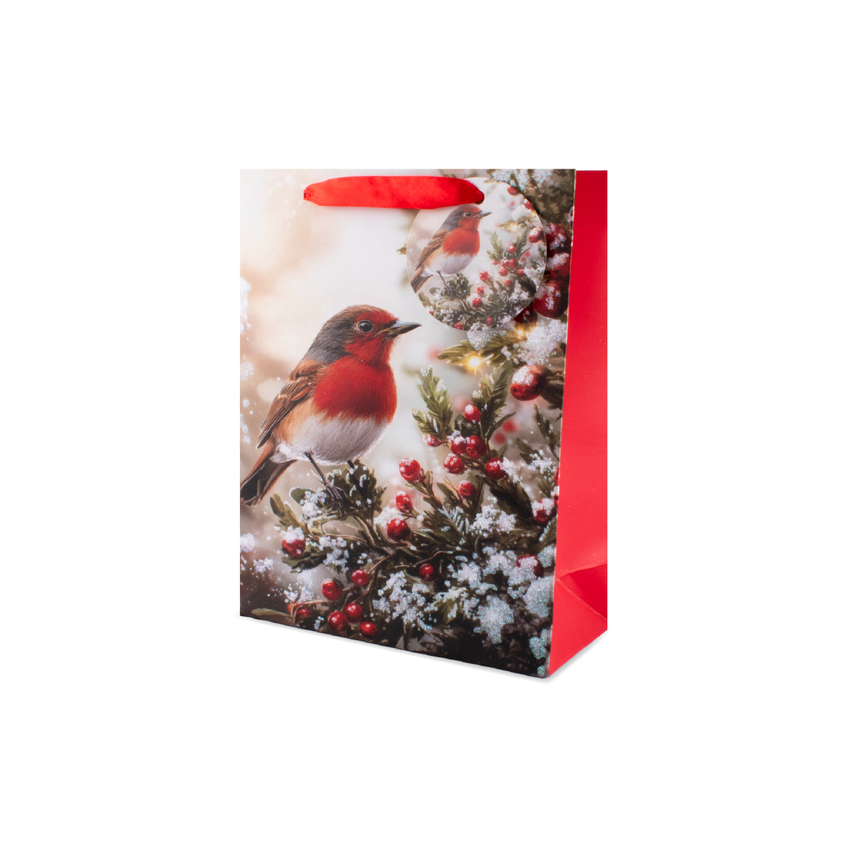 Glitter Robin Gift Bag Medium 6pk