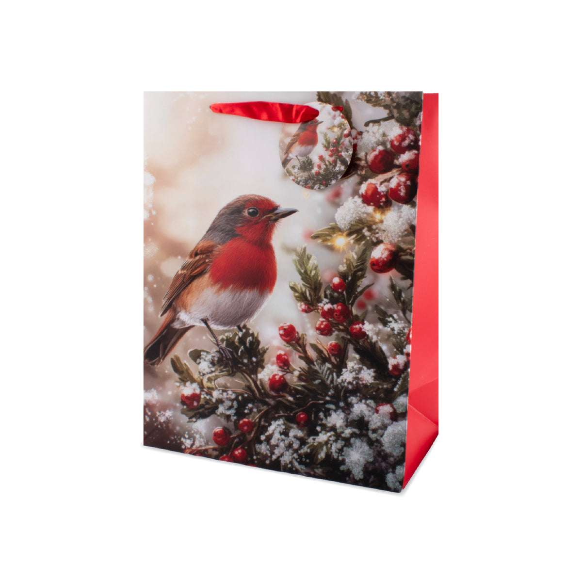 Glitter Robin Gift Bag Large 6pk