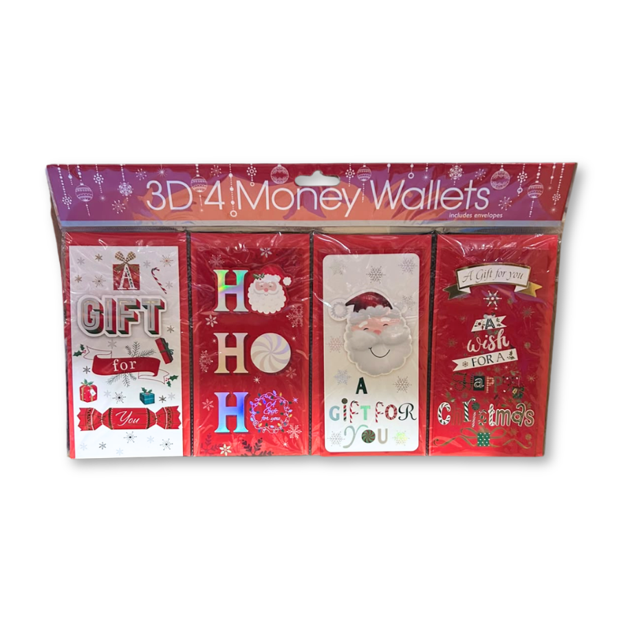 Tiger Feet Money Wallet Christmas Text 4pk featuring festive Christmas designs and humorous text messages