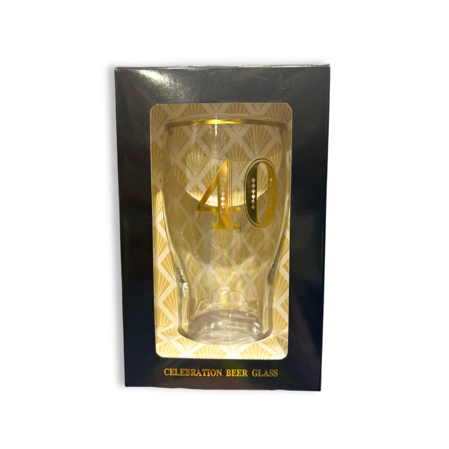Age 40 Art Deco Beer Glass