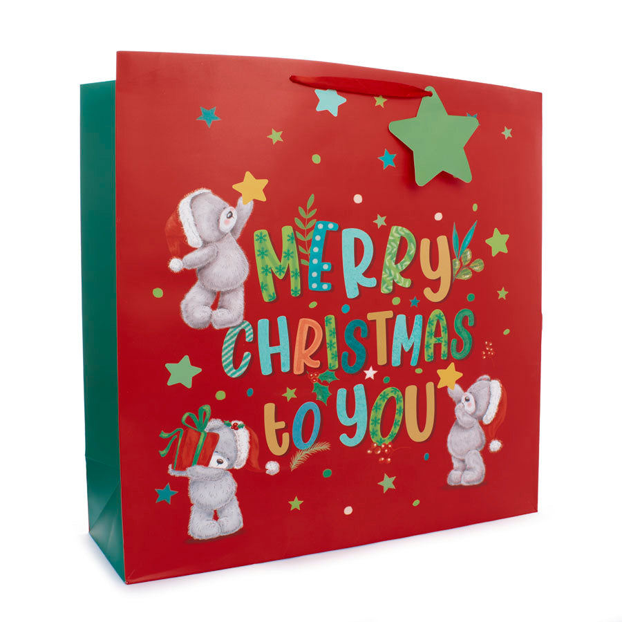 Gift Bag Bears W/Text Giant Square 12pk