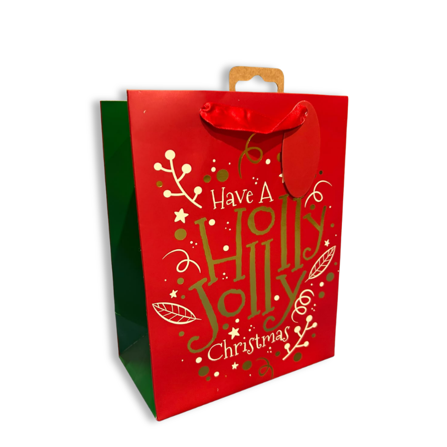 Christmas Text Gift Bag Medium 12pk