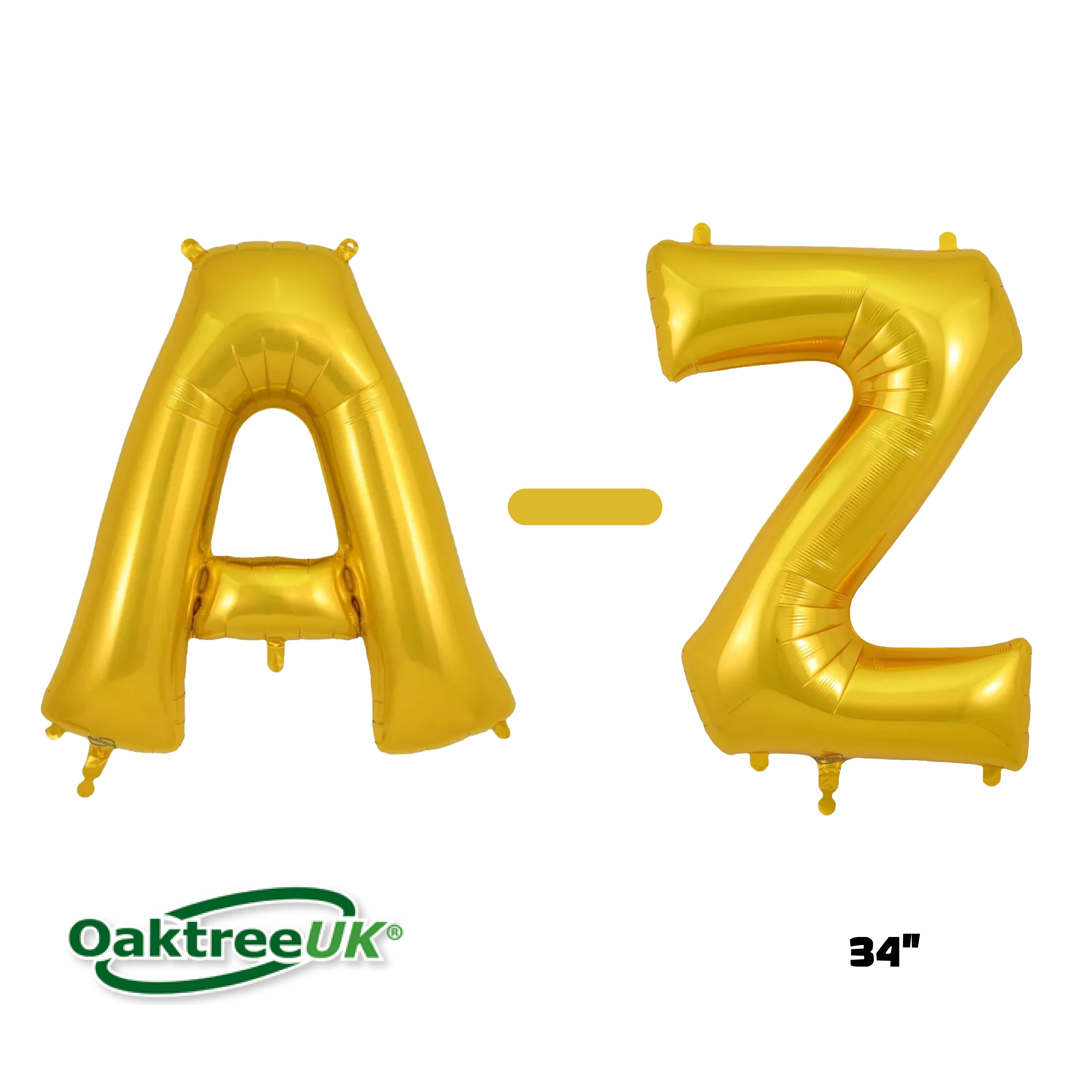 Oaktree Foil Balloon Gold 34" Letters A-Z