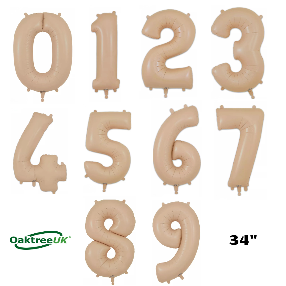 Oaktree Foil Balloon Matte Nude 34" Numbers 0 - 9