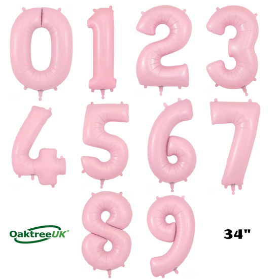 Unique Foil Balloon Matte Pink 34" Numbers 0 - 9
