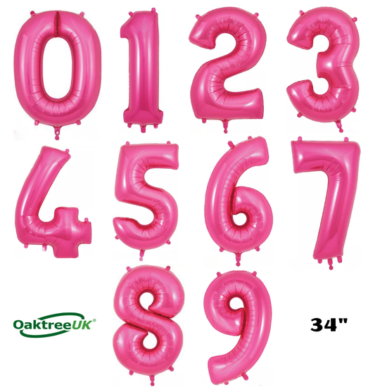 Oaktree Foil Balloon Pink 34" Numbers 0 - 9