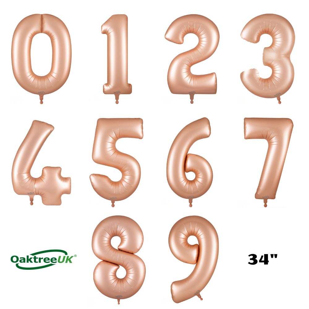 Oaktree Foil Balloon Rose Quartz 34" Numbers 0 - 9