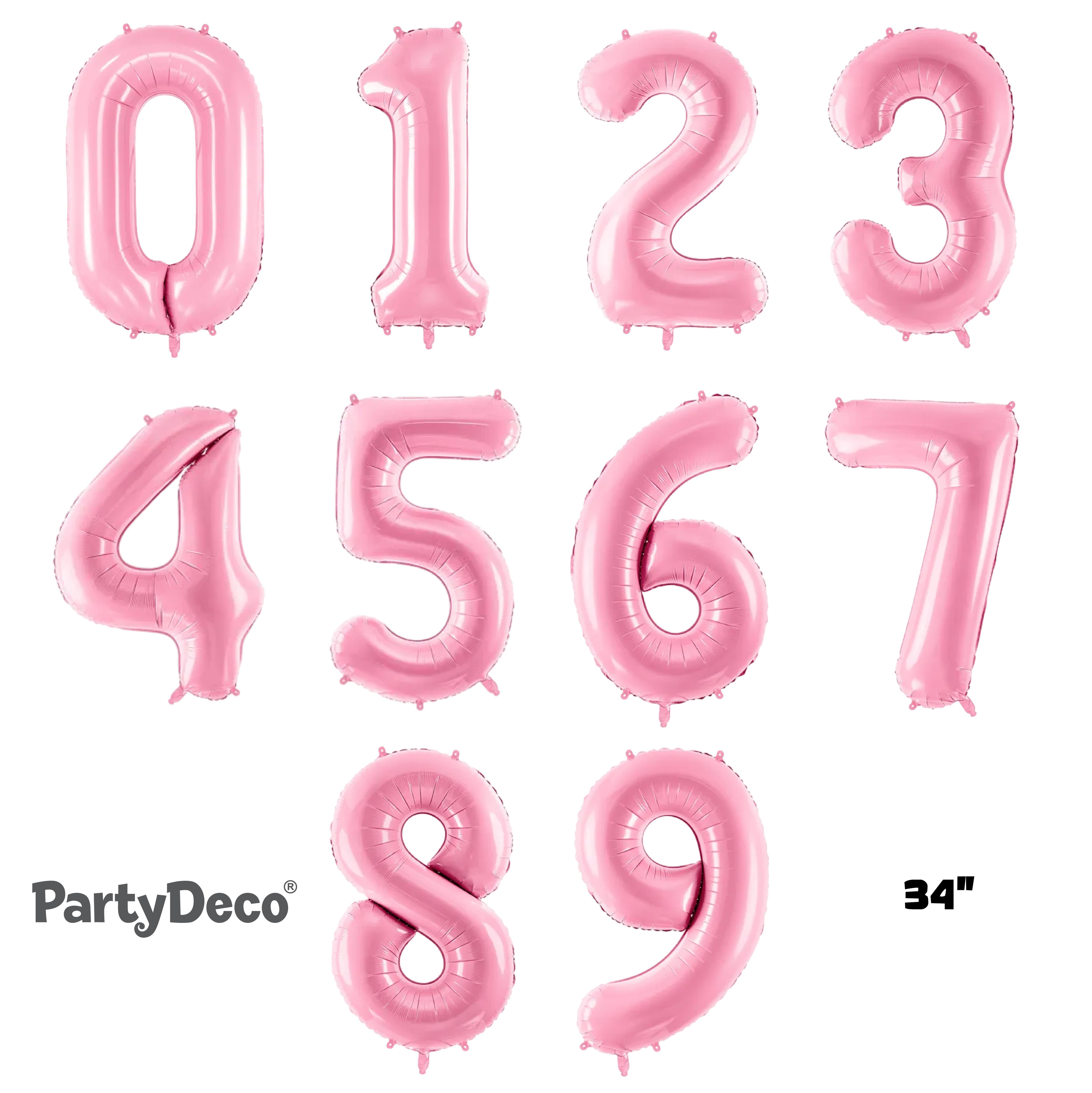 PartyDeco Foil Balloon Pink 34" Numbers 0 - 9