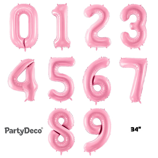 PartyDeco Foil Balloon Pink 34" Numbers 0 - 9