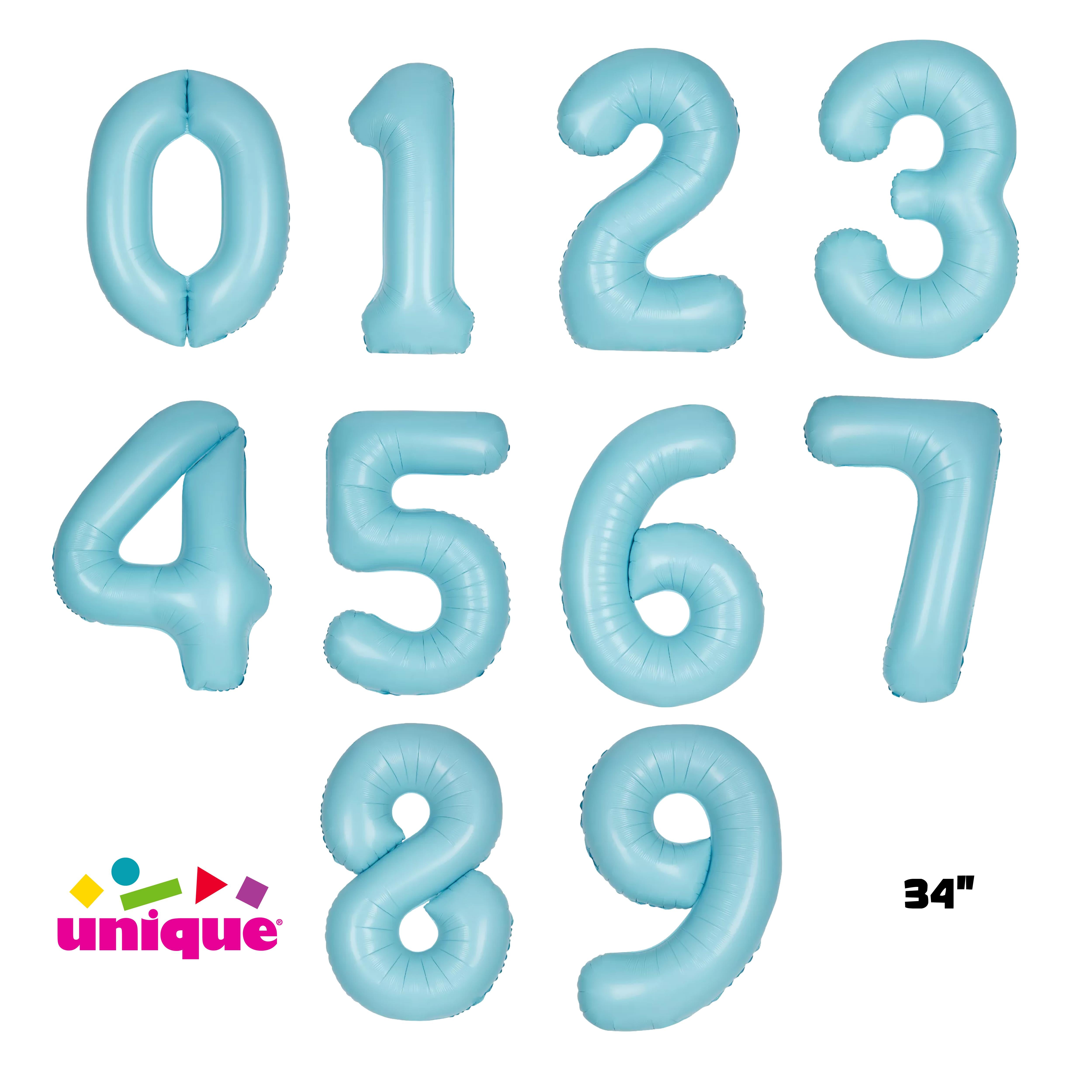 Unique Foil Balloon Matte Blue 34" Numbers 0 - 9