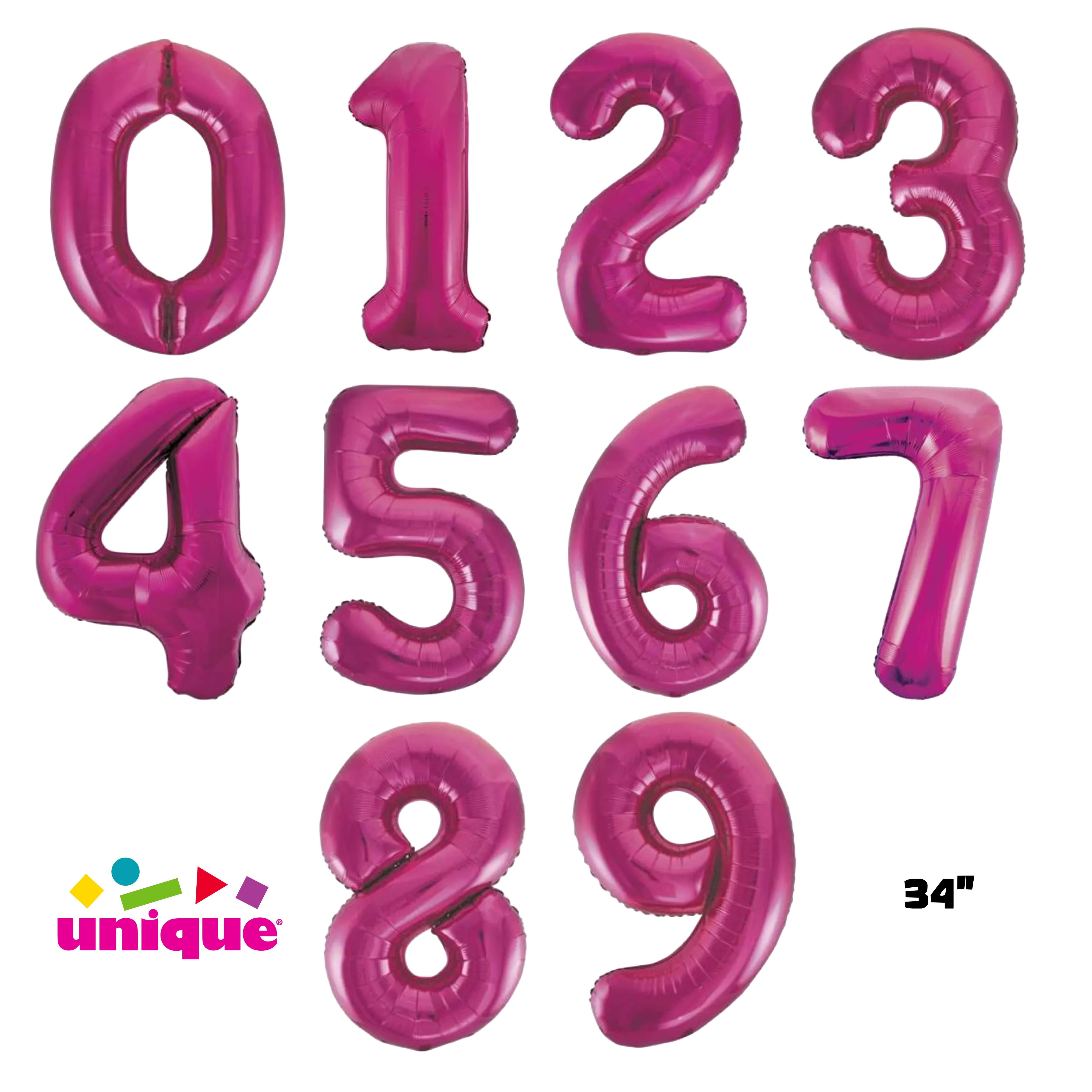 Unique Foil Balloon Pink Glitz 34" Numbers 0 - 9