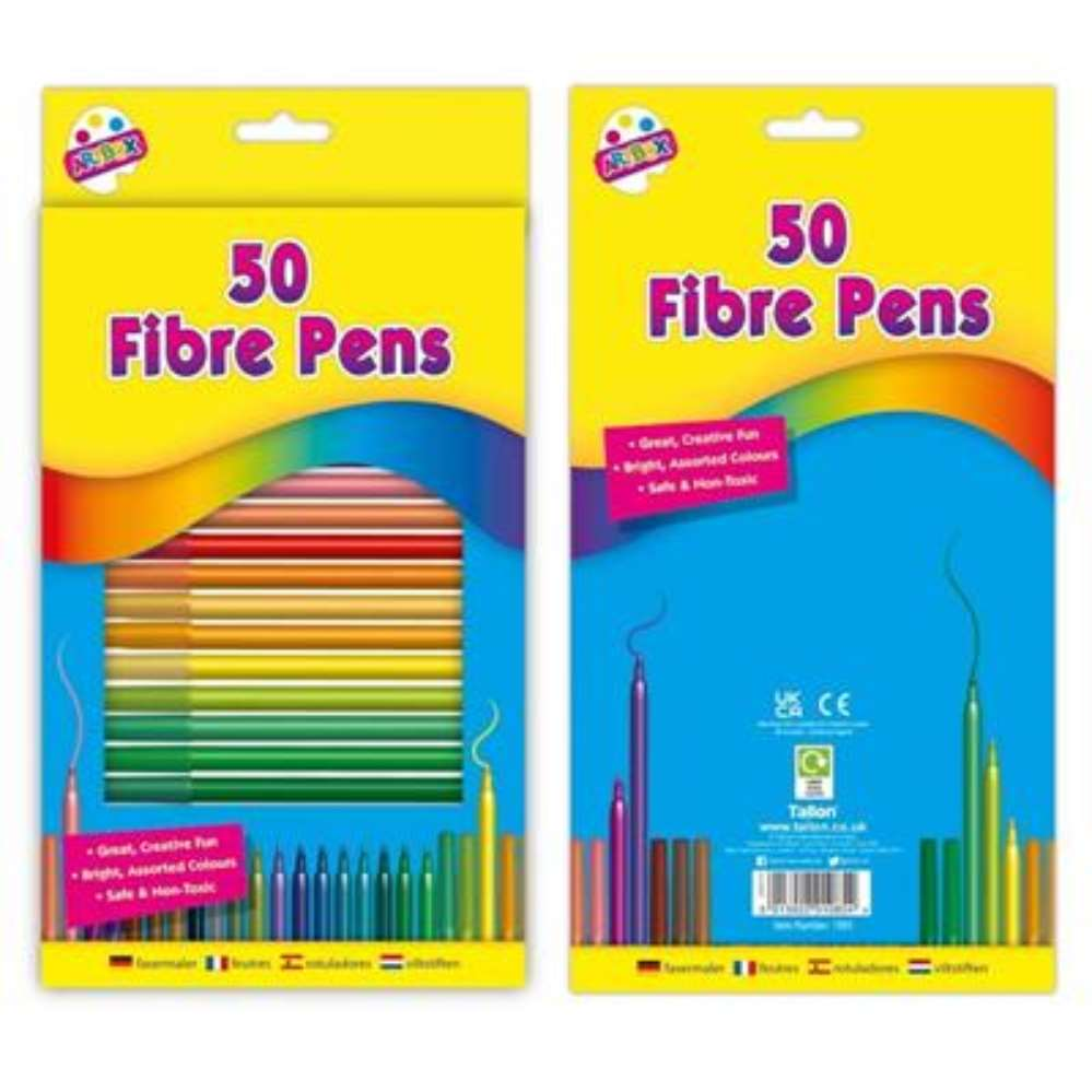 50 Colouring Pens Fine Tip Fibre