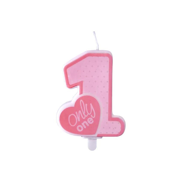 PartyDeco Party Candle Only One Pink