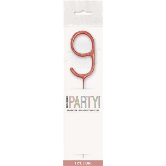 Unique Party Candle Sparkler Number 9 Rose Gold 7