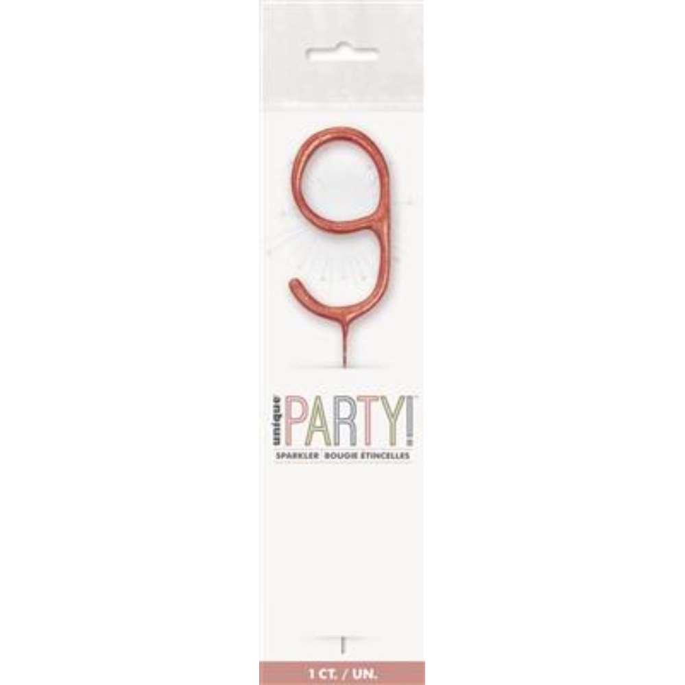 Unique Party Candle Sparkler Number 9 Rose Gold 7