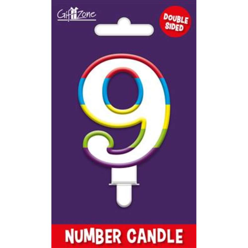 Giftzone Party Candle Number 9 Glitter Rainbow