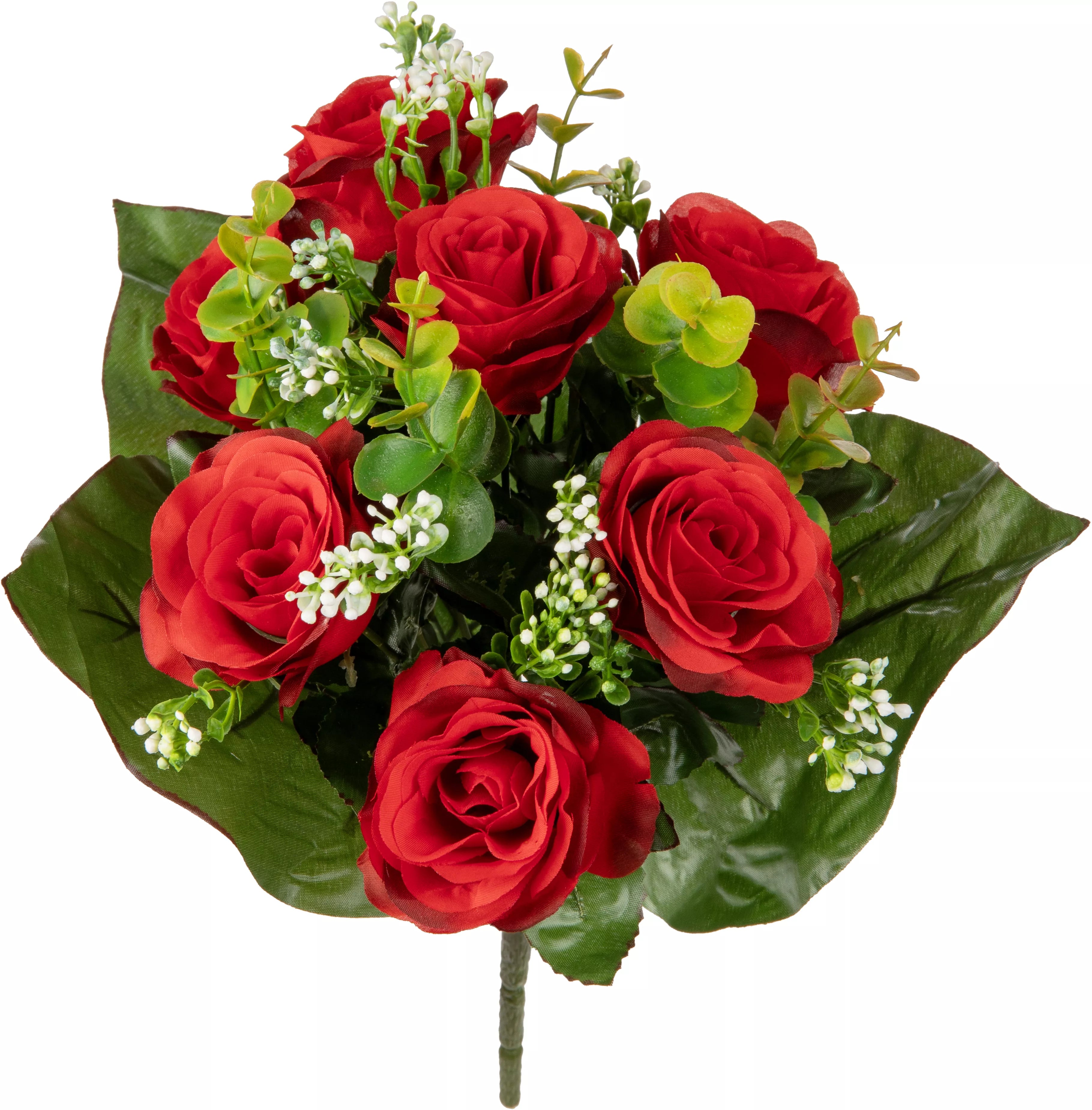 Eleganza Rose & Eucalyptus Bush Red 35cm