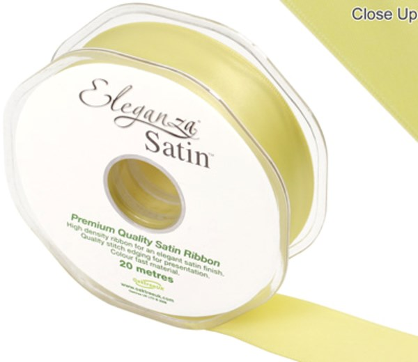 Eleganza Satin Ribbon Pale Yellow 25mm x 20m