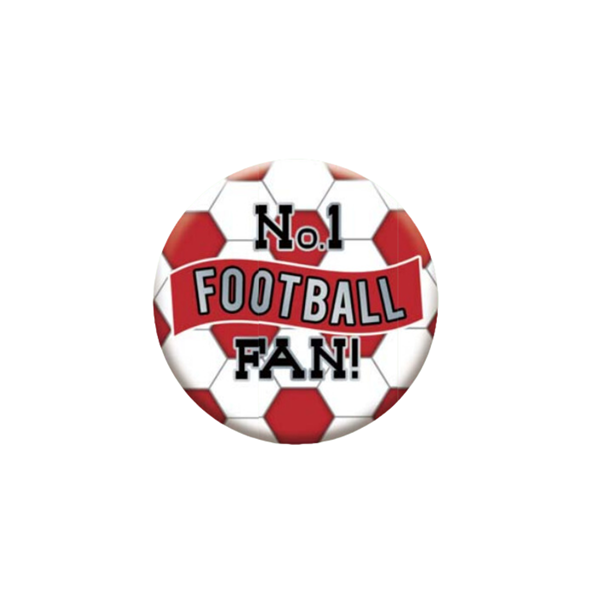 No.1 Football Fan 5.5cm Red And White Badge