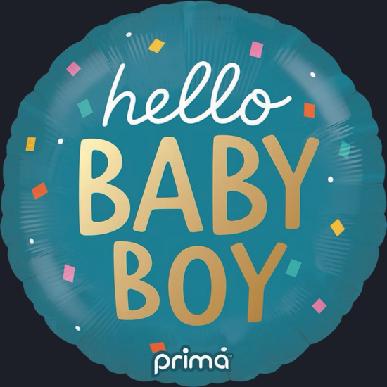 Prima Foil Balloon Hello Baby Boy Confetti 18